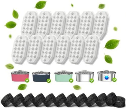 32 Pcs Cat Water Fountain Filters,16 Pack Cat Water Fountain Replacement Filters & 16 Pack Pre-Filter Sponges,Pet Fountain Filter Replacement for 3.2L/108oz Stainless Steel Fountain by Unknown