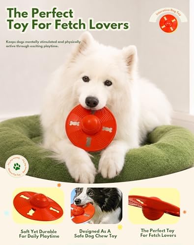 Deeow Squeaky Dog Frisbee/Flying Disc/Flyer-Natural Rubber 6.5'' Spaceship - Image 5