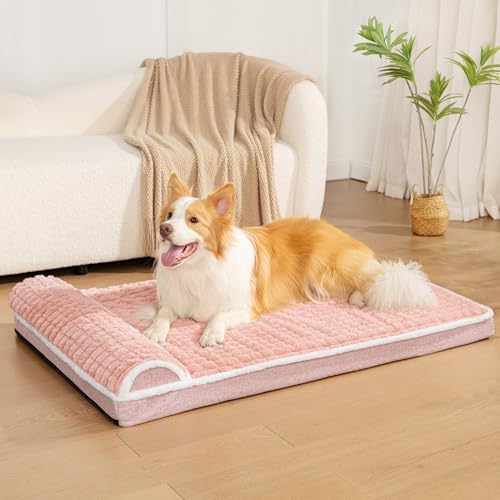 Orthopedic Large Dog Bed Pillow Pet Sofa Bed 36''X24'' Pink - Image 2