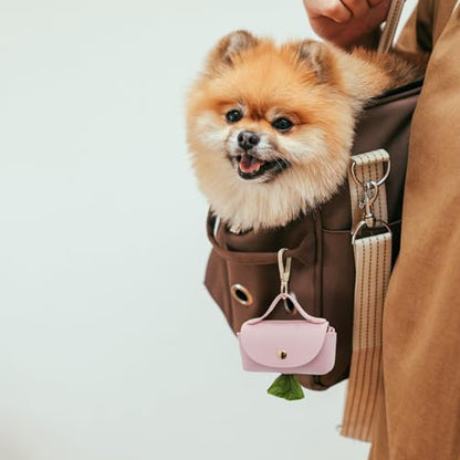 Leather Poop Bag Holder Dispenser for Leash, Portable and Reusable Dog Poop Dispenser, Dog Bag Holder for Walking, Outdoor, Travelling (Pink) - Image 5