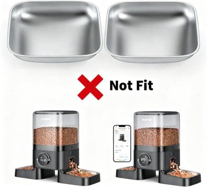 oneisall Stainless Steel Bowls for oneisall 5L Automatic Double Bowl Cat Feeder and 5L WiFi Automatic Double Bowl Cat Feeder (Pack of 2) - Image 3