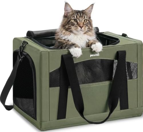 Pecute Cat Carrier Stable, Pet Carrier with Privacy Partition,Green by pecute
