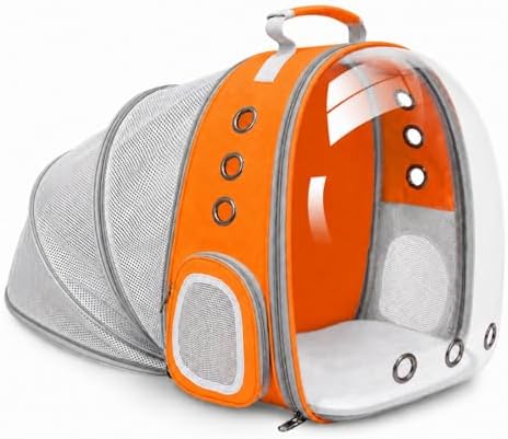 Expandable Cat Carrier Backpack with Bubble Window, Orange by TOYSINTHEBOX