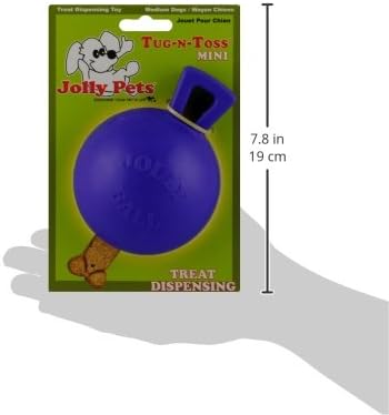 Jolly Pets Tug-n-Toss Heavy Duty Dog Toy Ball with Handle, 4 Inches/Petite, Blue (404 BL),Small Breeds - Image 3