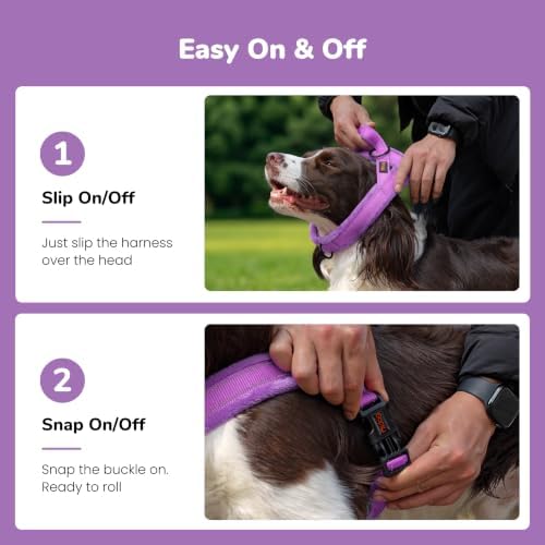 Didog No Pull Dog Harness for Small Dogs, Soft Flannel Padded, Purple, XS - Image 3
