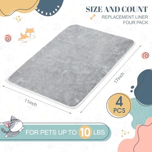 Drydiet 4 Pcs Cat Carrier Pad Reversible Liner, Grey, 17 x 11 Inch - Image 2