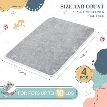Drydiet 4 Pcs Cat Carrier Pad Reversible Liner, Grey, 17 x 11 Inch - Image 2
