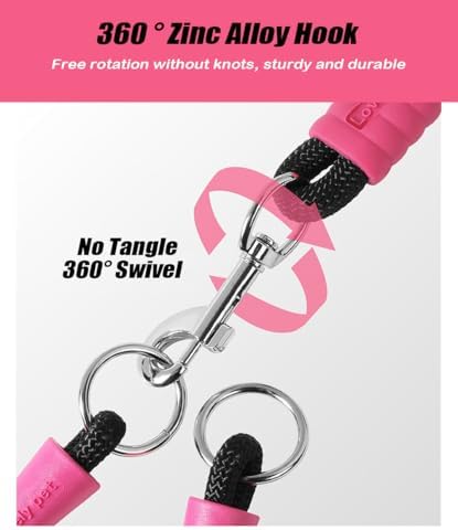 Hands Free Double Dog Leash for Two Dogs, No Tangle 360° Swivel Fit for Small and Medium Breeds, Adjustable Split Leads (Black) - Image 4