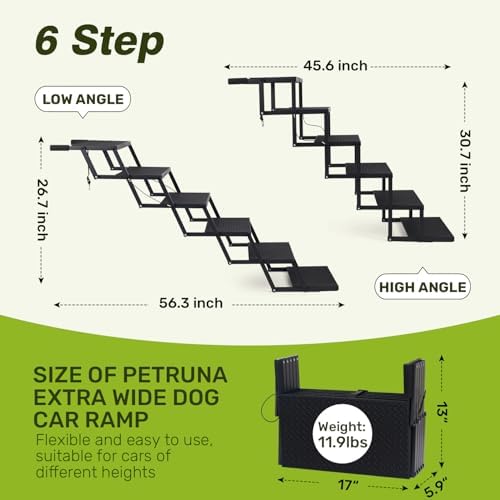 Foldable Dog Car Steps - Upgraded Non-Slip Pet Stairs for Large Dogs, Portable Metal Frame Dog Ramps for High SUV, Truck and Cars, Lightweight Pet Ladder with High Load-Bearing Capacity (6 Steps) - Image 2