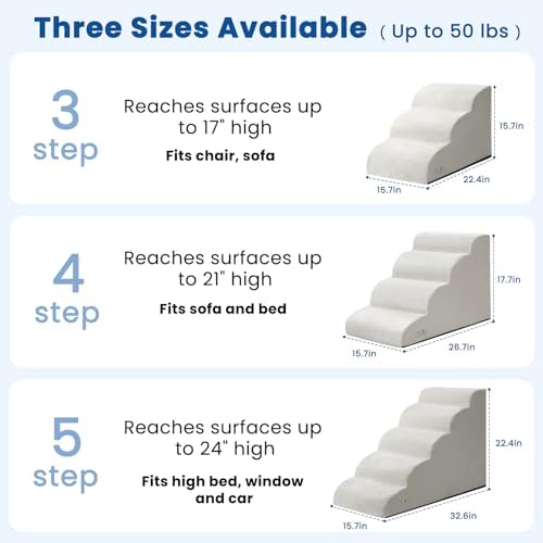 Dog Steps for Bed 17.7" H, 4-Step Pet Stairs Ramp for Small & Medium Dogs - Image 2