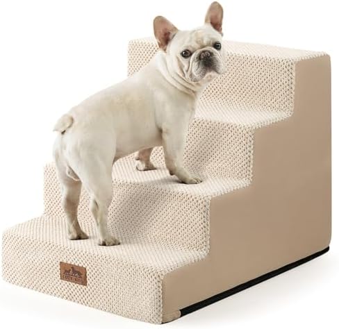 COZY KISS Dog Stairs for Small Dogs, 4 Step Pet Stairs for Beds & Couches by COZYKISS