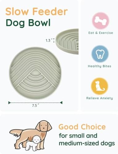 Slow Feeder Dog Bowls, Slowdown Bowl - Silicone Dog Feeding Bowls with Suction Cups for Puppies, Modern Lick Mat Design, Reduces Gulping, Dishwasher Fit, Mealtime Challenge, 7.5" x 1.3" Green - Image 4