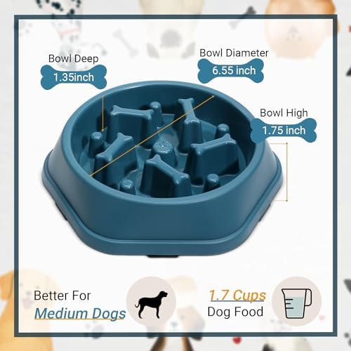 ASEVAT 2 Pack Slow Feeder Dog Bowls, Anti-Choking Puzzle Dog Food Bowls for Slower Eating, Personalized Dog Bowls for Medium Dogs and Cats, Prevents Overeating, Puppy Training (Blue+Yellow) - Image 2
