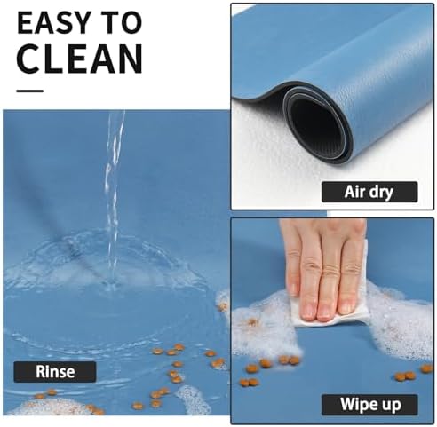 HotLive Dog Food Mat - Absorbent Cat Mat for Food and Water, No Stains Pet Feeding Bowl Mat, Easy to Clean Pet Placemats, Quick Dry Dog Water Dispenser Mat for Messy Drinkers | Blue 16"x 24" - Image 3