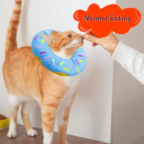 Seyezo Cat Cone Collar Soft, Adjustable Cat Recovery Collars, Donut Blue, S - Image 4