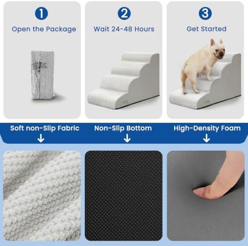 Dog Steps for Bed 17.7" H, 4-Step Pet Stairs Ramp for Small & Medium Dogs - Image 3