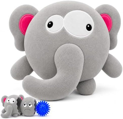 Dog Toy for Aggressive Chewers | No Stuffing Crinkle Plush 3-in-1 Elephant by RiverdogPetSupplies
