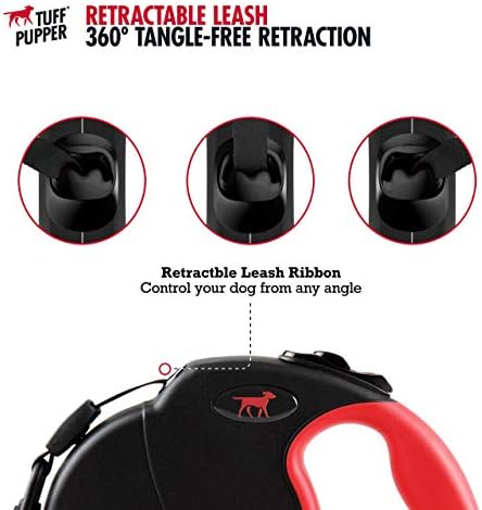 Tuff Pupper Heavy Duty Retractable Dog Leash | 16 ft Dog Leash with Reflective Stitching for Nighttime Safety | One Button Lock and Release | Comfortable Hand Grip | for Dogs Up to 120 lbs - Image 4