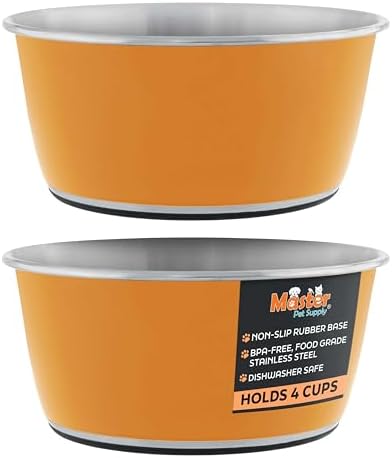 Master Pet Supply Stainless Steel Dog Bowls Set of 2 - Mango Tango - 32 Oz by MasterPetSupply