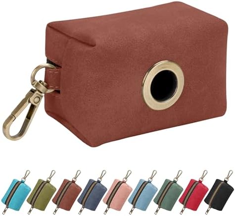 Didog PU Leather Dog Poop Bag Holder, Easy-Pull with Metal Clip, Brown by Didog