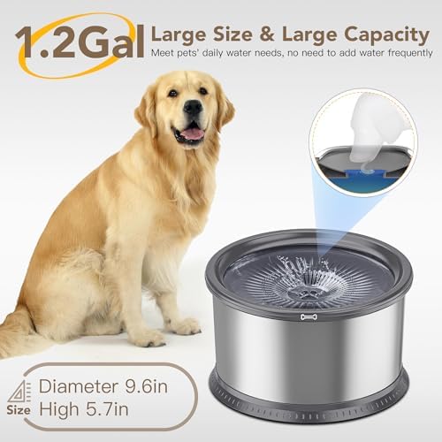 4.5L Stainless Steel Dog Water Bowl, No Spill Water Bowl for Dogs - Image 2