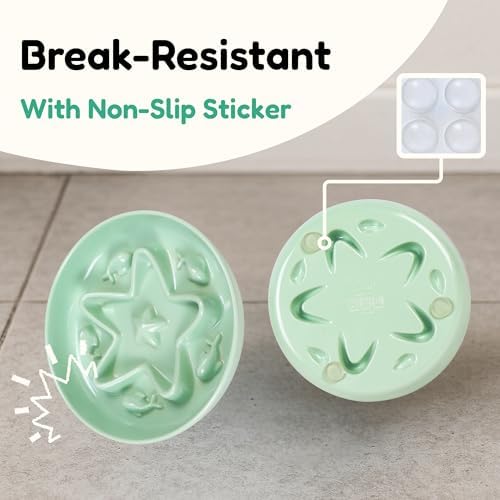 3 Pcs Cat Slow Feeder Bowl – Whisker Friendly Melamine Puzzle Feeding Cat Bowl for Slow Eating – Wet & Dry Food – Dishwasher Safe, Lightweight, Non-Slip (Shell White + Seafoam Green + Buttercream - Image 6