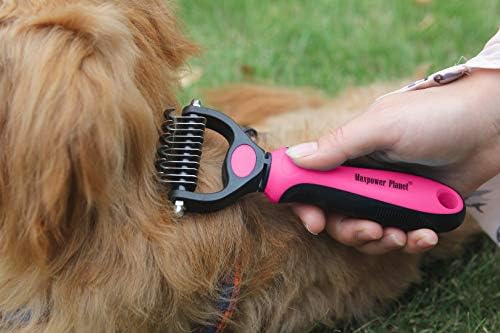 Maxpower Planet Pet Grooming Brush - Double Sided Undercoat Rake for Dogs & Cats, Extra Wide Brush to Reduce Shedding by 95% (Pink, S) - Image 3
