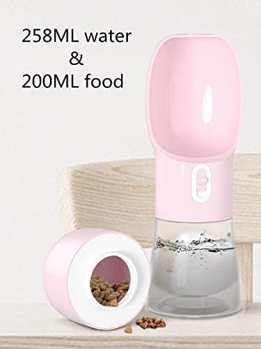 Portable Dog Water Bottle with Food Container Dishwasher Safe-Pink - Image 4