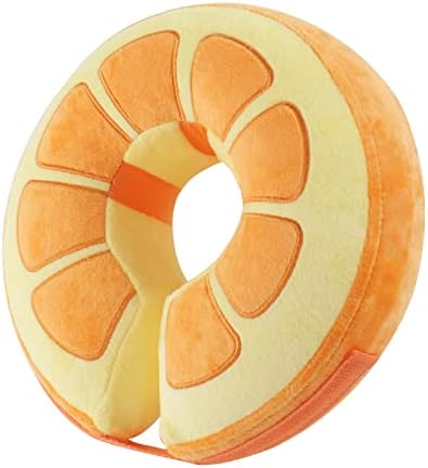 IEUUMLER Inflatable Recovery Dog Collar, Protective Donut Cone, Adjustable Soft Collar for Dog and Cat After Surgery Prevent from Biting & Scratching EU002 - Orange M+ by IEUUMLER