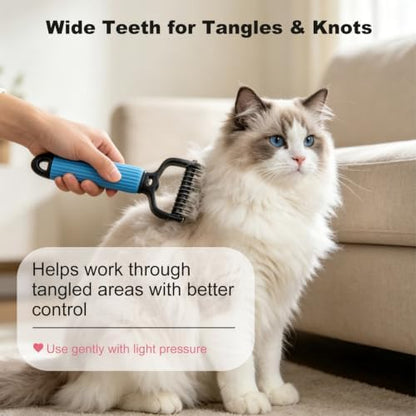 2 Pack Dog & Cat Brush for Shedding, 2-in-1 Undercoat Rake & Dematting Comb - Image 4