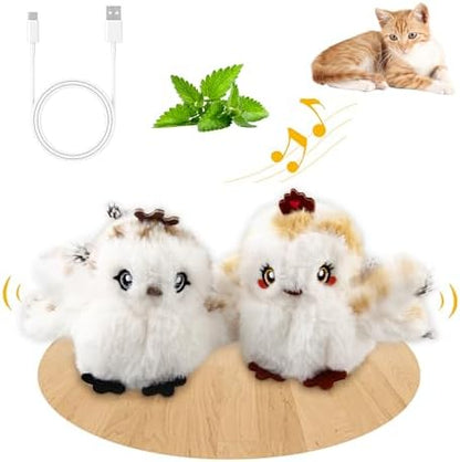 Gigwi Flappy Squeaky Bird Cat Toys 2 Pack, USB-Charged Catnip Toy for Cats by gigwi
