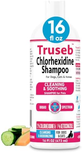 Truseb Topical Ketoconazole and Chlorhexidine Shampoo for Dogs, Cats, and Horses with Aloe - 16 oz (Ketoconazole & Chlorhexidine Shampoo, 16 oz) by Pet+Health+Pharma