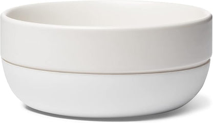Waggo Ceramic Cling Dog Bowl with Rubber Bottom for Small and Large Breeds - Heavyweight Bowl with Anti-Skid Non Slip Rubber Bottom, Dishwasher Safe (Large, White)
