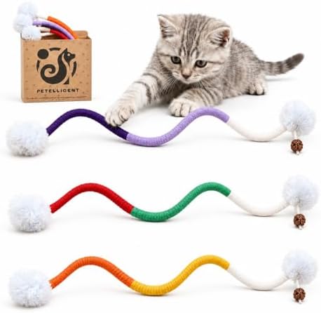 Bent Cat Rope Toy, Pet Chew Toys, Interactive Tease Toys for Cats and Kittens, Bite-Proof Playthings, Cotton Rope Kitten Toys Dental Care Stress Relief Pet Supplies (Extra Large 3 Pack) by Petelligent