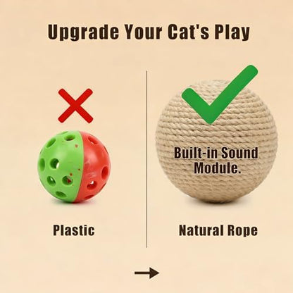 4-Inch Sisal Cat Toy Balls, Cat Toys for Indoor Cats, With Crinkle Sound - Image 3