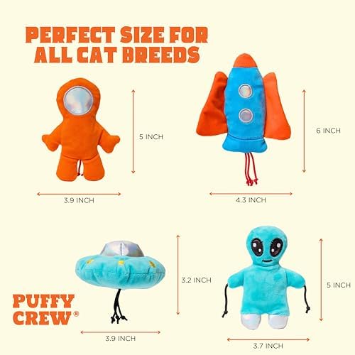 Interactive Catnip Cat Plush Toy, Space Travel Theme, 5‘’, for All Breed Size Cats (4 in 1) - Image 3