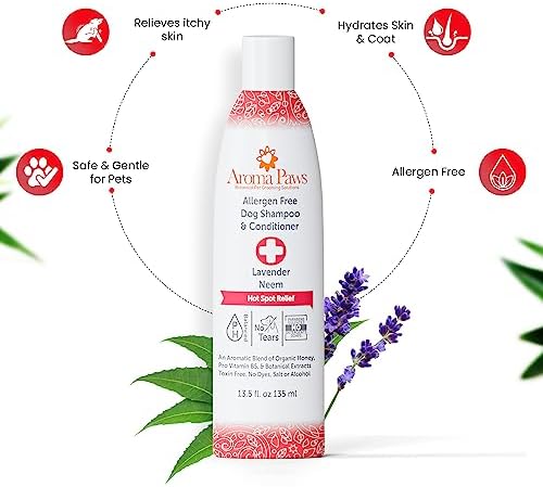 Dog Shampoo and Conditioner - Tearless Shampoo for Cleansing, Grooming, and Conditioning - Hot Spot Treatment Shampoo for Dogs and Puppies - Lavender and Neem 13.5 oz - Image 5