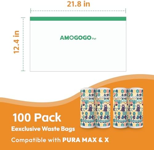 Self-Cleaning Litter Box Liner Bags, Compatible with PETKIT Pura Max & X, Leak-Proof Replacement Waste Bags, 100 Count Cat Litter Trash Bags with Drawstring, 21.8" x 12.4" - Image 3