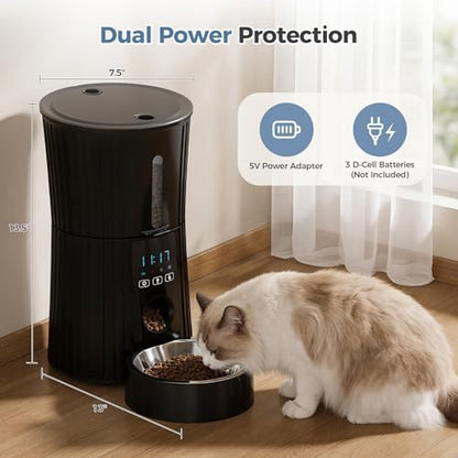 DUMOS 4L Automatic Cat Feeder, Dog Food Dispenser with APP Control, Black - Image 3