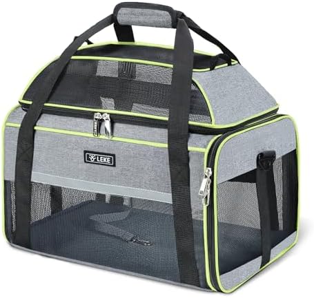 Lekereise Top-Expandable Pet Carrier 18x13x9.5 Inch Southwest Frontier Airline Approved Soft Sided Underseat to 15lbs Travel Carriers for Small Cats Dogs with Locking Safety Zippers Anti-Scratch Mesh by Lekereise