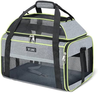 Lekereise Top-Expandable Pet Carrier 18x13x9.5 Inch Southwest Frontier Airline Approved Soft Sided Underseat to 15lbs Travel Carriers for Small Cats Dogs with Locking Safety Zippers Anti-Scratch Mesh by Lekereise