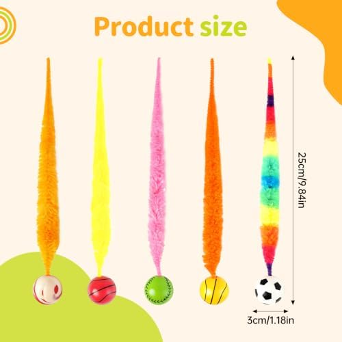 SHENGSEN Bouncy Ball with Tail Cat Toys 5 Packs - Image 5