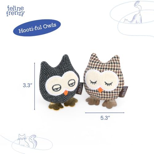 P.L.A.Y. PET Lifestyle and You Feline Frenzy HOOTIFUL Owls Plush Squeaky CAT Toy - Image 3