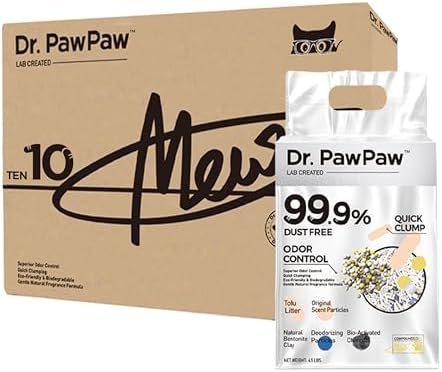 Tofu Cat Litter 45 Lbs, Dr. PawPaw Clumping Cat Litter, Natural Tofu Scent, Dust-Free Keep Kitty Tidy, Superior Odor Control Keep Step Fresh by DrPawPaw