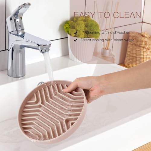 Silicone Slow Feeder Dog Bowls, Puzzle Design with Suction Cups (Pink) - Image 7