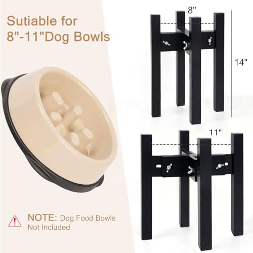 Elevated Dog Bowl Stand Adjustable Dog Food Holder 14”H Large Black - Image 3