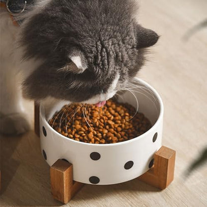 Petygooing Ceramic Dog Bowl Set with Stand,Pet Food and Water Bowl, Anti -Slip Set of 2 Pet Bowls-Dog Food Bowls- Pet Feeder Small Medium Size (28 OZ /3.6 Cups) Black Dot - Image 5