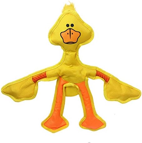 Multipet Skele Duck Dog Rope - Nylon Tug of War - Squeaky Toy for All Dogs - Animal Dog Toy for Playing Toss & Fetch (15", Yellow) by Multipet