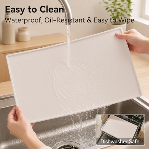 Extra Large Dog Food Mat, Food-Grade Silicone Mat, 24x16, Lvory - Image 6