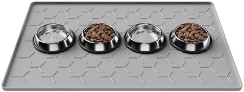 Pieviev Silicone Dog Cat Food Bowl Mat, Waterproof Raised Edge, 34'' x 22'' by Pieviev